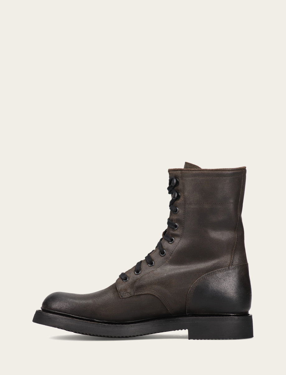 Dean Combat Lace Up - Chocolate - Inside