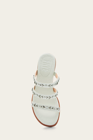 Estelle Studded Slide - White - Top Down