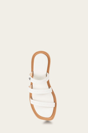 Faye Strappy Slide - White - Top Down