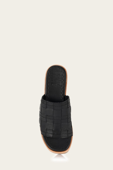 Hazel Woven Slide - Black - Top Down