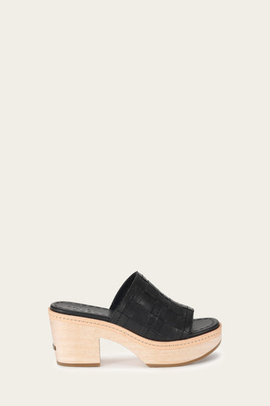 Hazel Woven Slide - Black - Outside