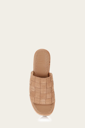 Hazel Woven Slide - Camel - Top Down