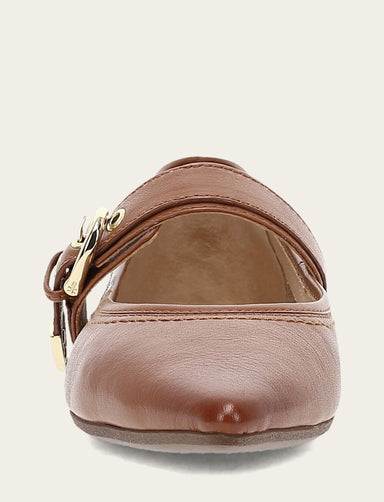 Heather Buckle Mary Jane - Dark Latte - Front