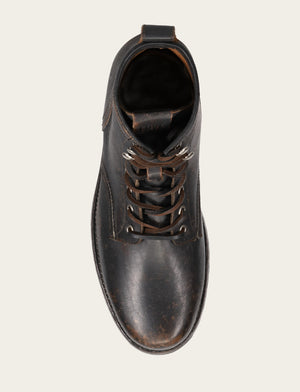 Hudson Workboot Plain Toe - Antique Black - Top Down