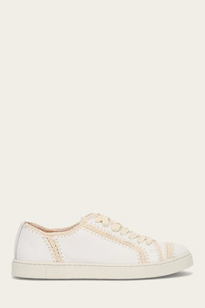 Ivy Crochet Low Lace Sneaker - White - Outside