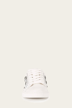 Ivy Studded Low Lace - White - Front