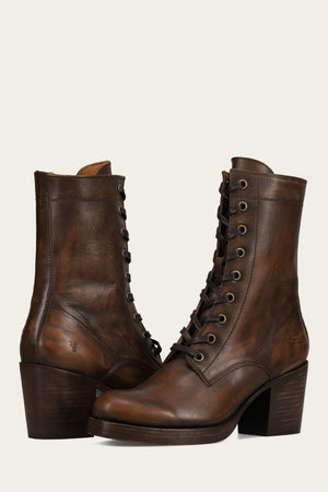 Jean Lace Up - Distressed Dark Brown - Pair