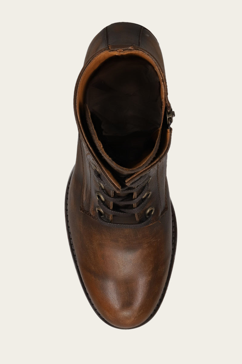 Jean Lace Up - Distressed Dark Brown - Top Down