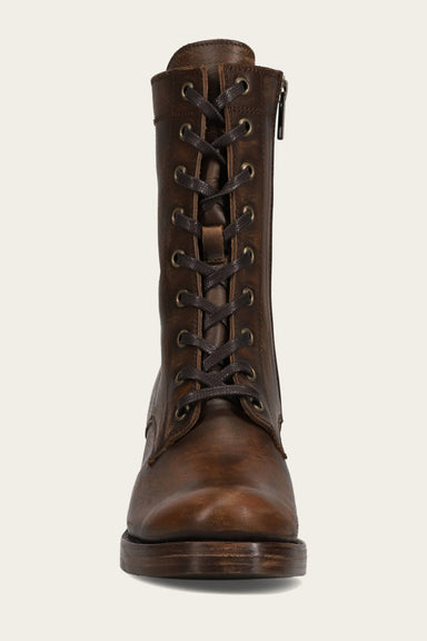 Jean Lace Up - Distressed Dark Brown - Front