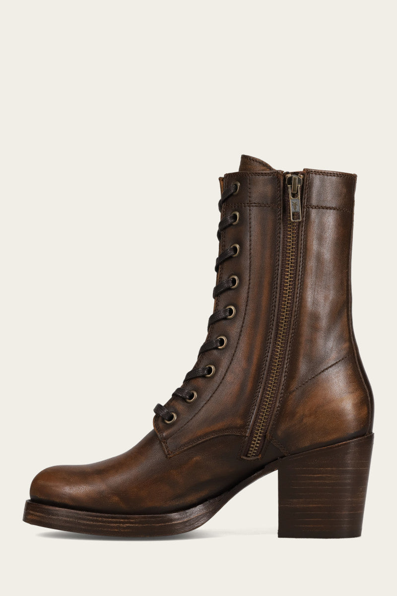 Jean Lace Up - Distressed Dark Brown - Inside
