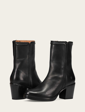 Soda Women's Ankle Boots - Short Heel Side Zipper Faux Leather Booties