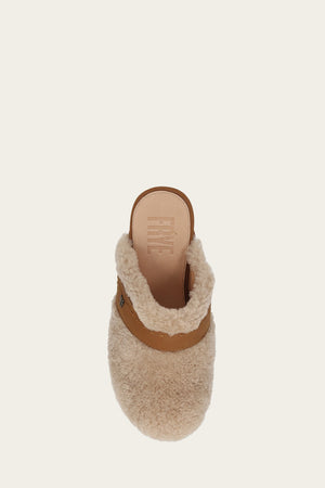 Jessica Shearling Clog - Tan - Top Down