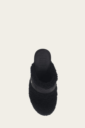 Jessica Shearling Clog - Black - Top Down