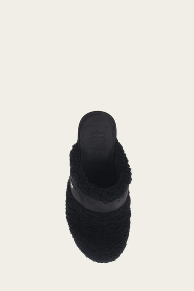 Jessica Shearling Clog - Black - Top Down