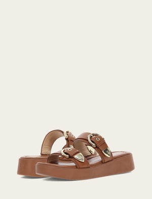 Maya Buckle Sandal - Dark Latte - Pair