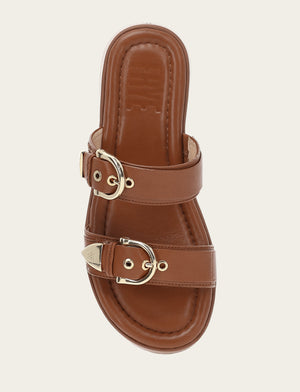 Maya Buckle Sandal - Dark Latte - Top Down