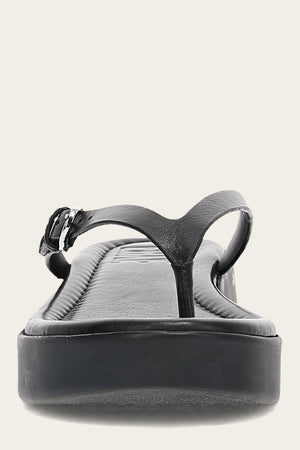 Maya Buckle Thong Sandal - Black - Front