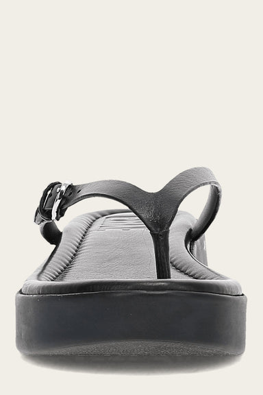 Maya Buckle Thong Sandal - Black - Front