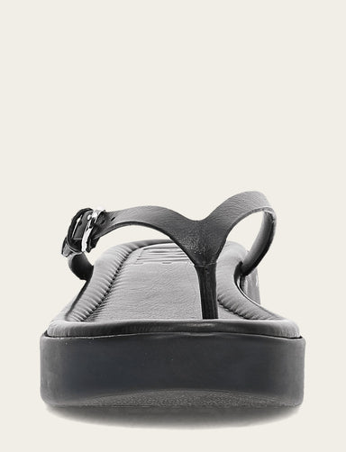 Maya Buckle Thong Sandal - Black - Front