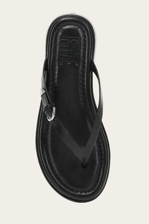 Maya Buckle Thong Sandal - Black - Top Down