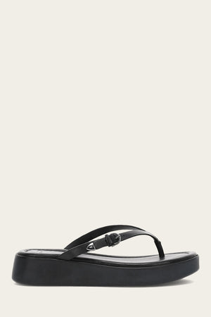 Maya Buckle Thong Sandal - Black - Outside
