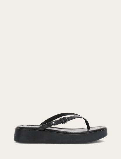 Maya Buckle Thong Sandal - Black - Outside