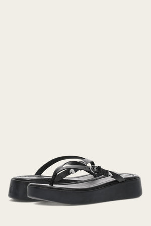 Maya Buckle Thong Sandal - Black - Pair
