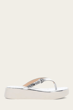 Maya Buckle Thong Sandal - Silver - Outside