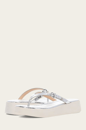 Maya Buckle Thong Sandal - Silver - Pair