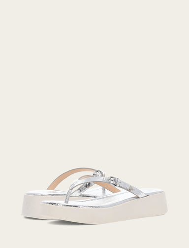 Maya Buckle Thong Sandal - Silver - Pair