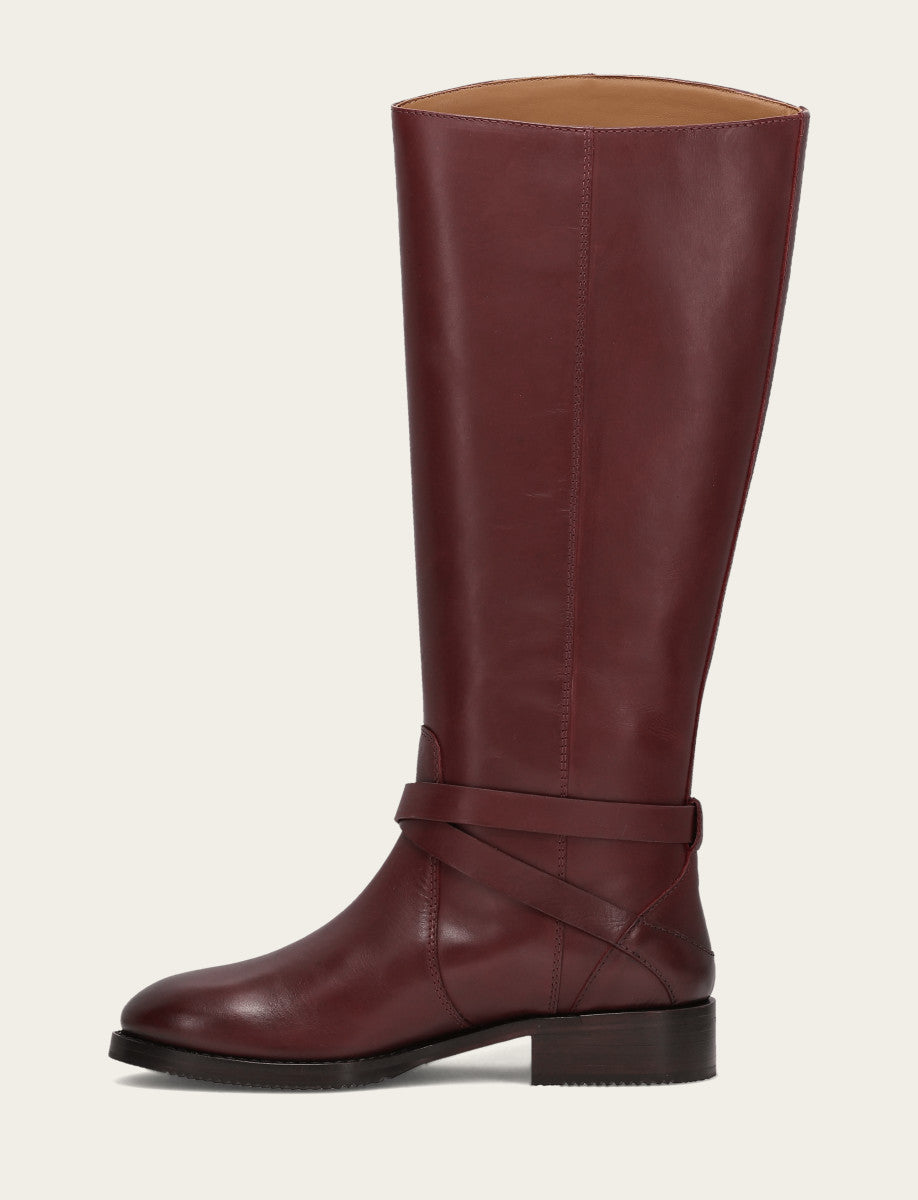 Red Calf Riding Boot Women's Merlot Melissa Belted Riding Wide Calf Boot | The Frye Company