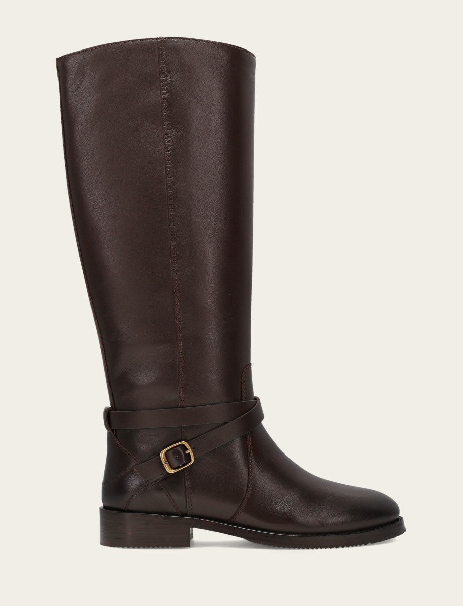 Women's Dark Brown Melissa Belted Riding Boot | The Frye Company