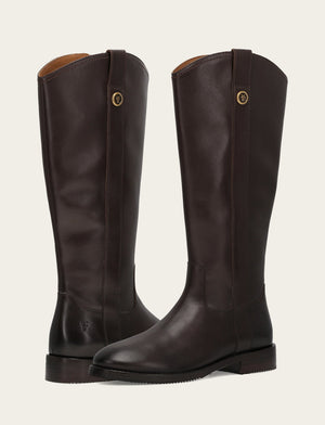 Women's Dark Brown Melissa Button Tall Inside Zip Wide Calf Boot