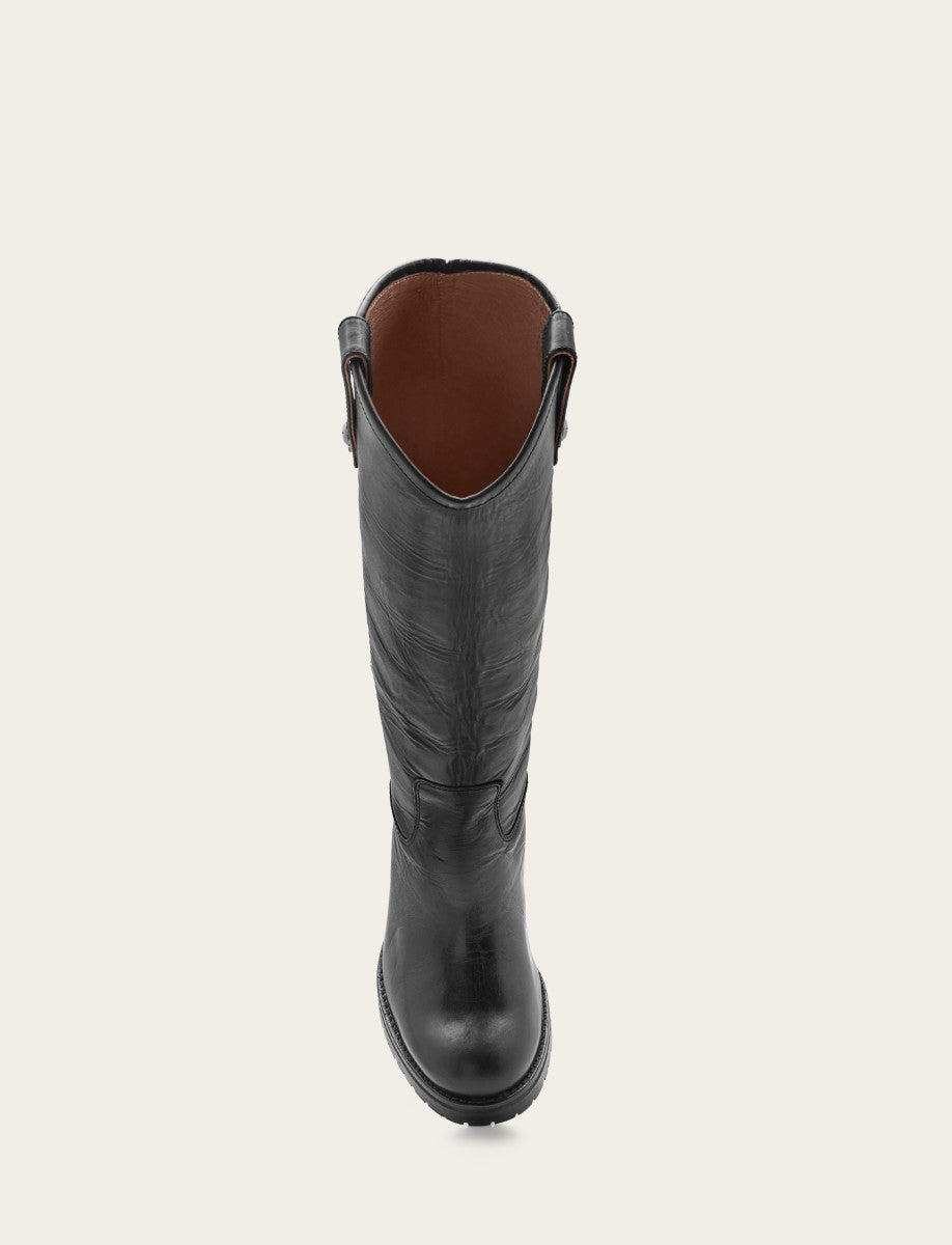 Melissa Double Sole Button Lug Tall - Black - Top Down