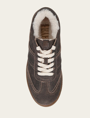 Women's Dark Truffle Milly Low Lace Shearling Sneaker | The Frye
