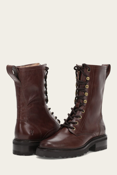 Brown Frye Veronica Combat Tall Frye Veronica Combat Boots Caramel