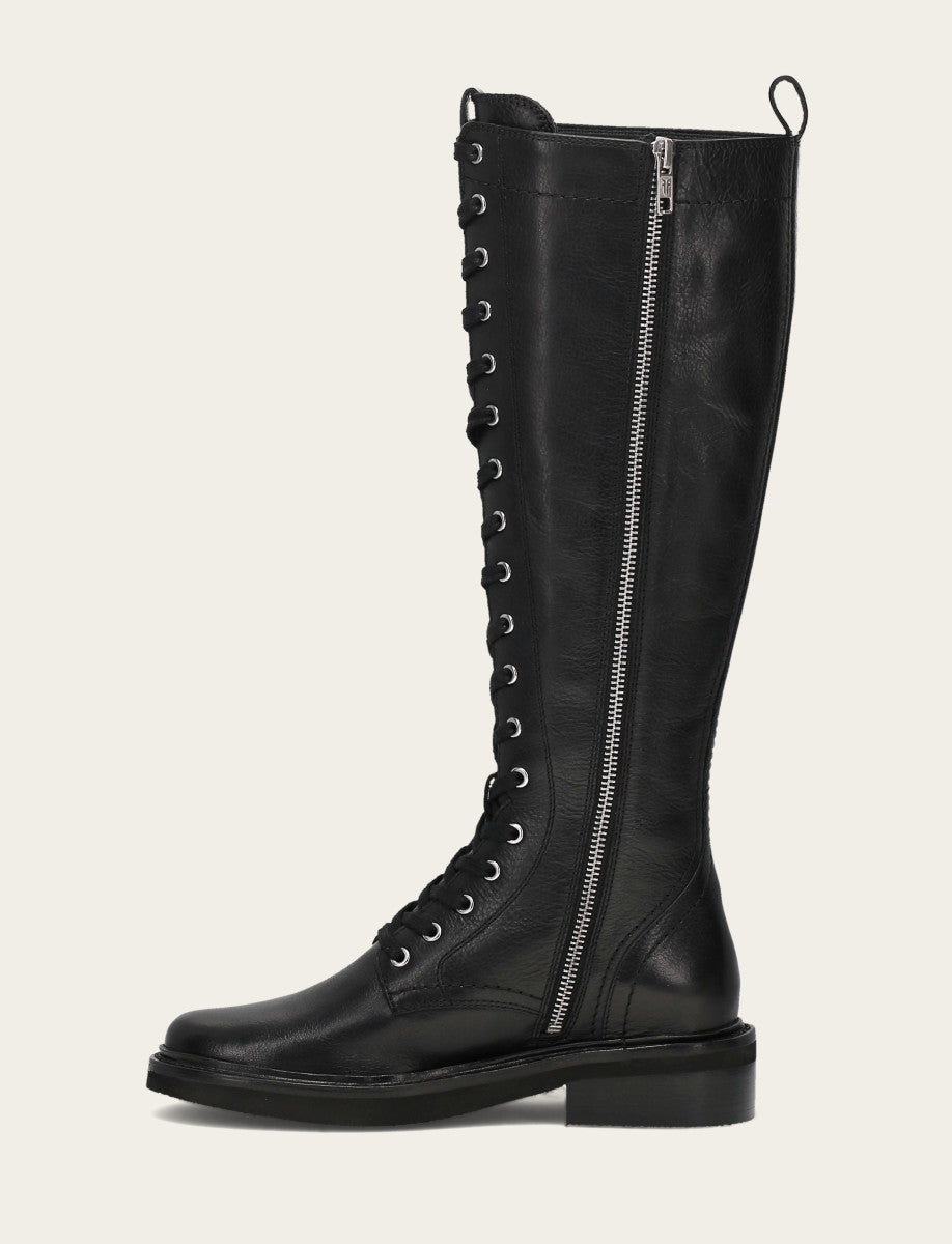 Phoebe Lace Up Tall - Black - Inside
