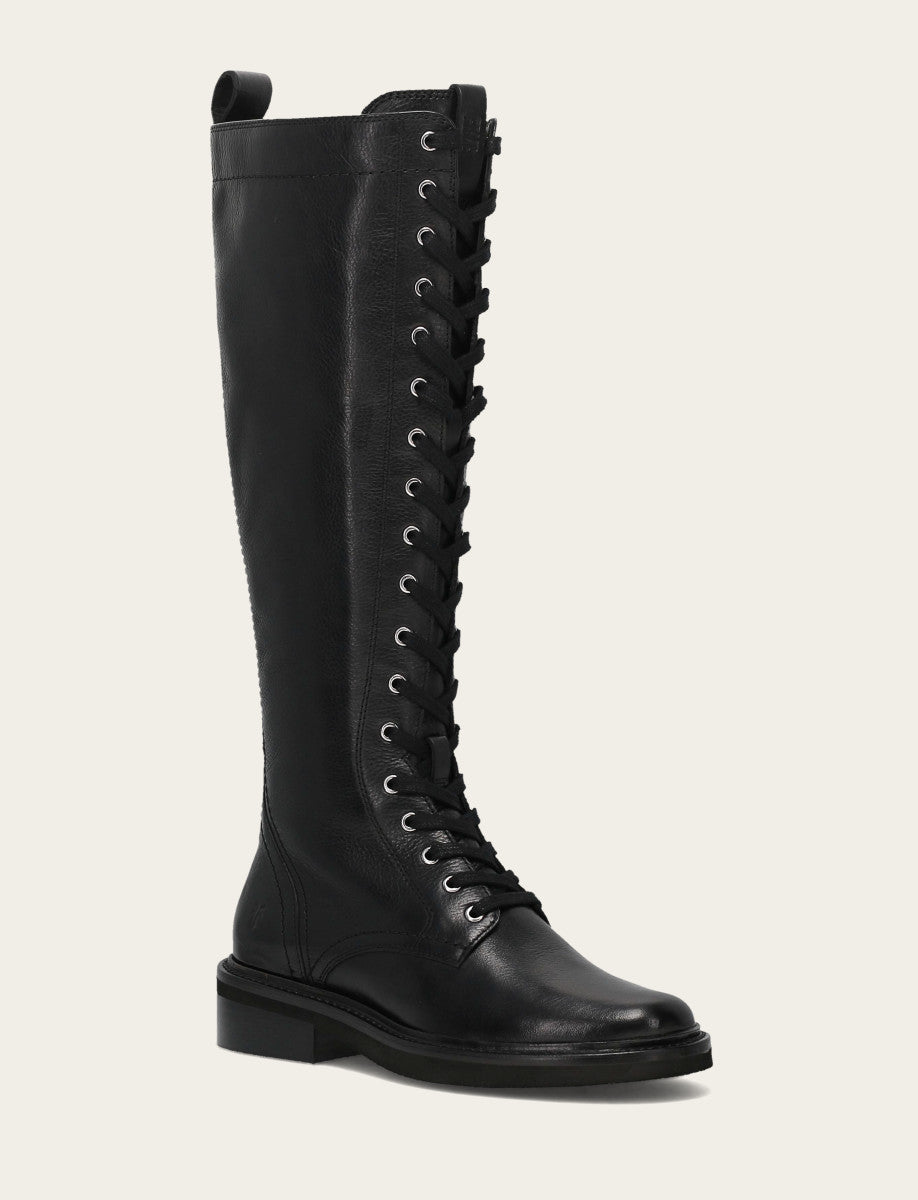 Phoebe Lace Up Tall - Black - Hero