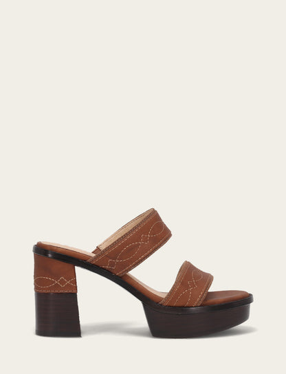 Pipa Woodstock 2 Band Platform Sandal - Saddle - Outside