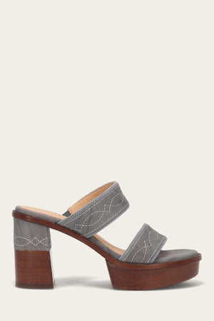 Pipa Woodstock 2 Band Platform Sandal - Grey Sky - Outside