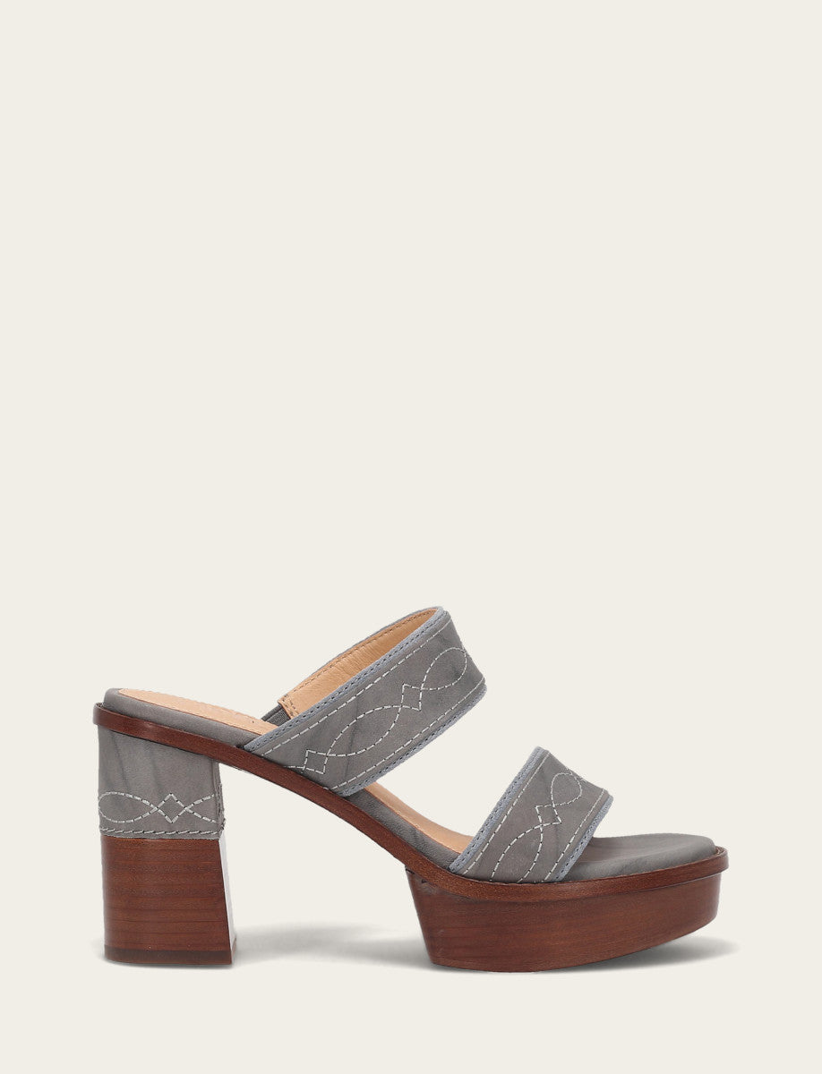 Pipa Woodstock 2 Band Platform Sandal - Grey Sky - Outside