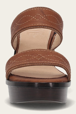 Pipa Woodstock 2 Band Platform Sandal - Saddle - Front