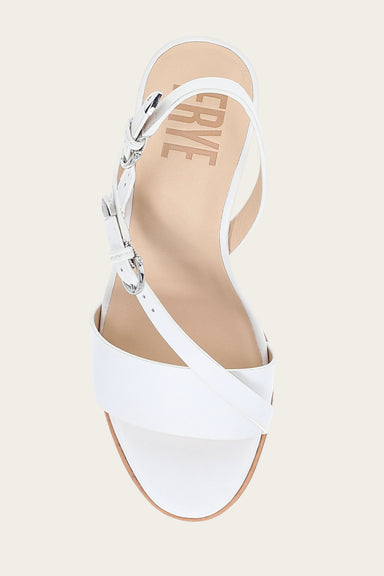 Rachel Buckle Sandal - White - Top Down