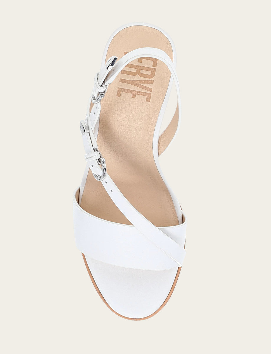Rachel Buckle Sandal - White - Top Down