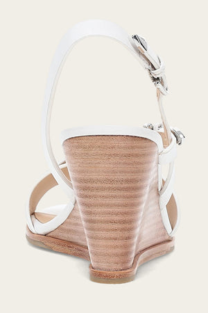 Rachel Buckle Sandal - White - Back