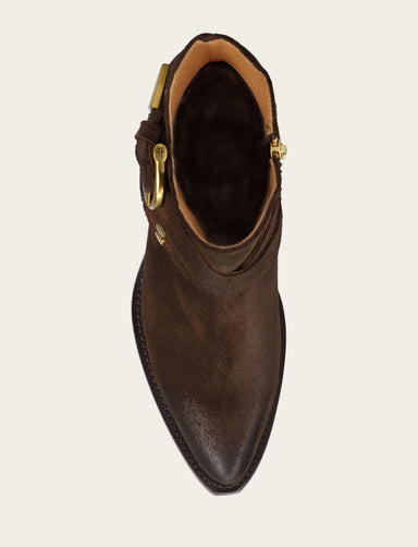 Sacha Multi Strap Bootie - Chocolate - Top Down