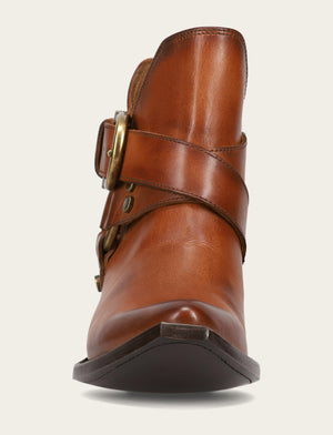 Sacha Multi Strap Bootie - Caramel - Front