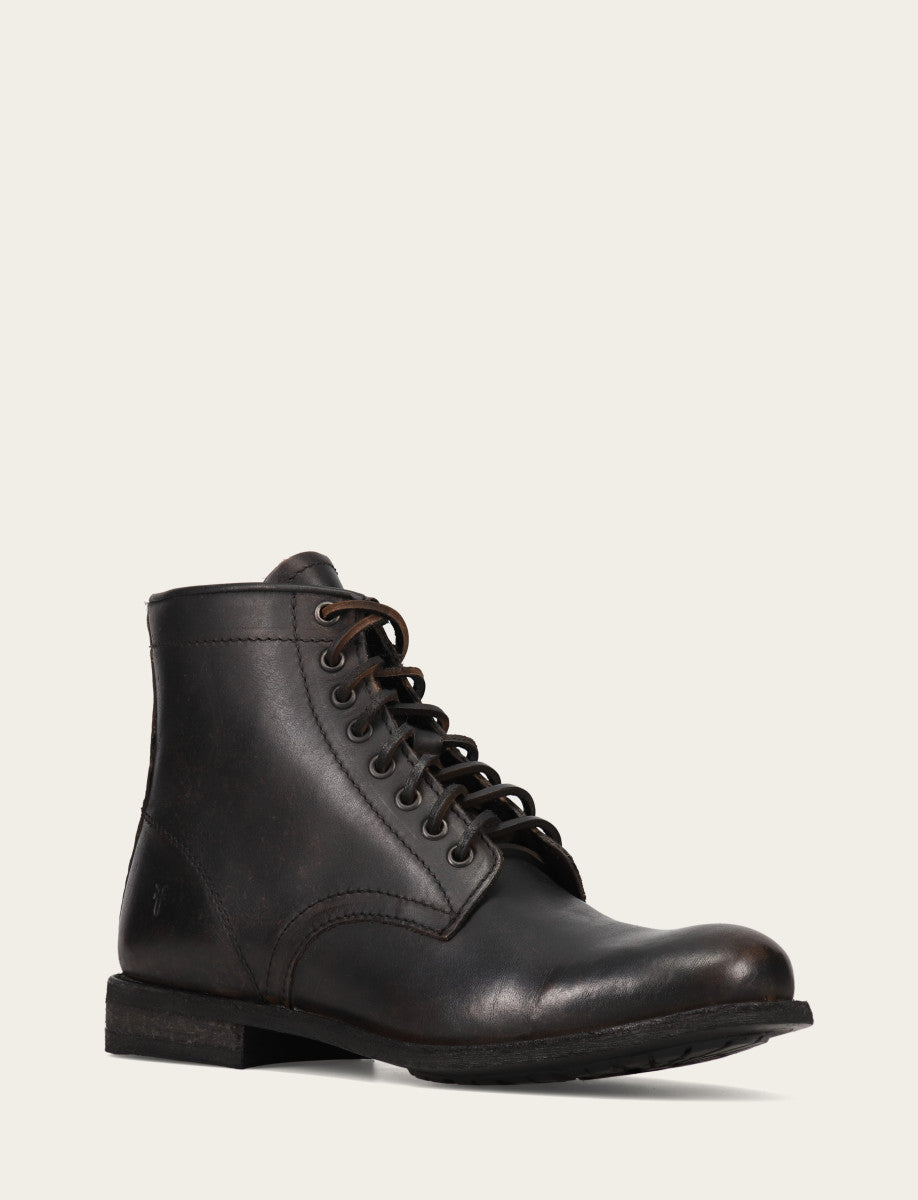 mens black lace up dress boots Men's Black Cap Toe Lace Up Boots