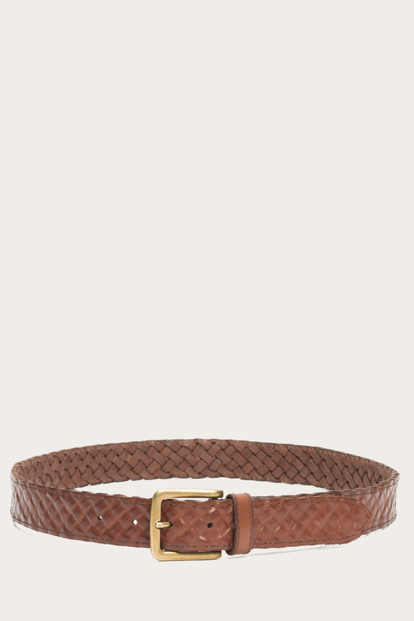 Leather Covered Woven Belt | Tan Leather Belt | Frye