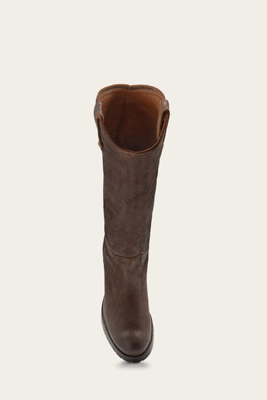 Melissa Double Sole Button Lug Tall - Brown - Top Down